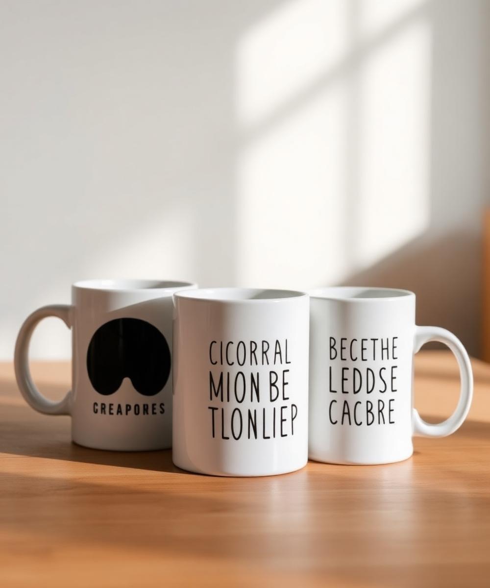 Mugs personnalisés alignés